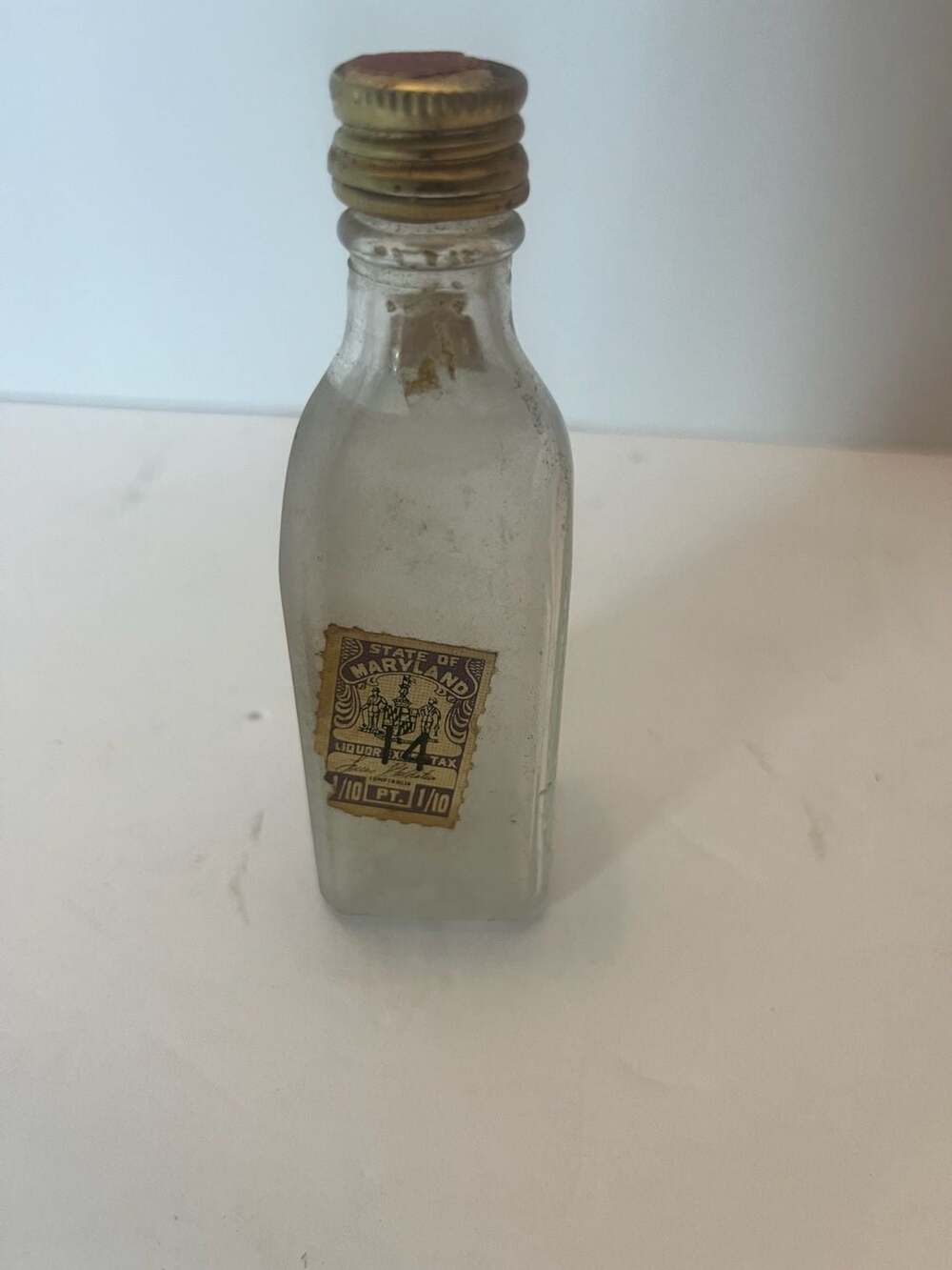 Vintage Gilbey's Distilled London Dry Gin Mini Bottle with Maryland Tax Stamp